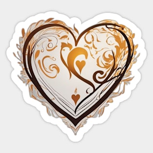 Golden Flourish Heart Design No. 696 Sticker